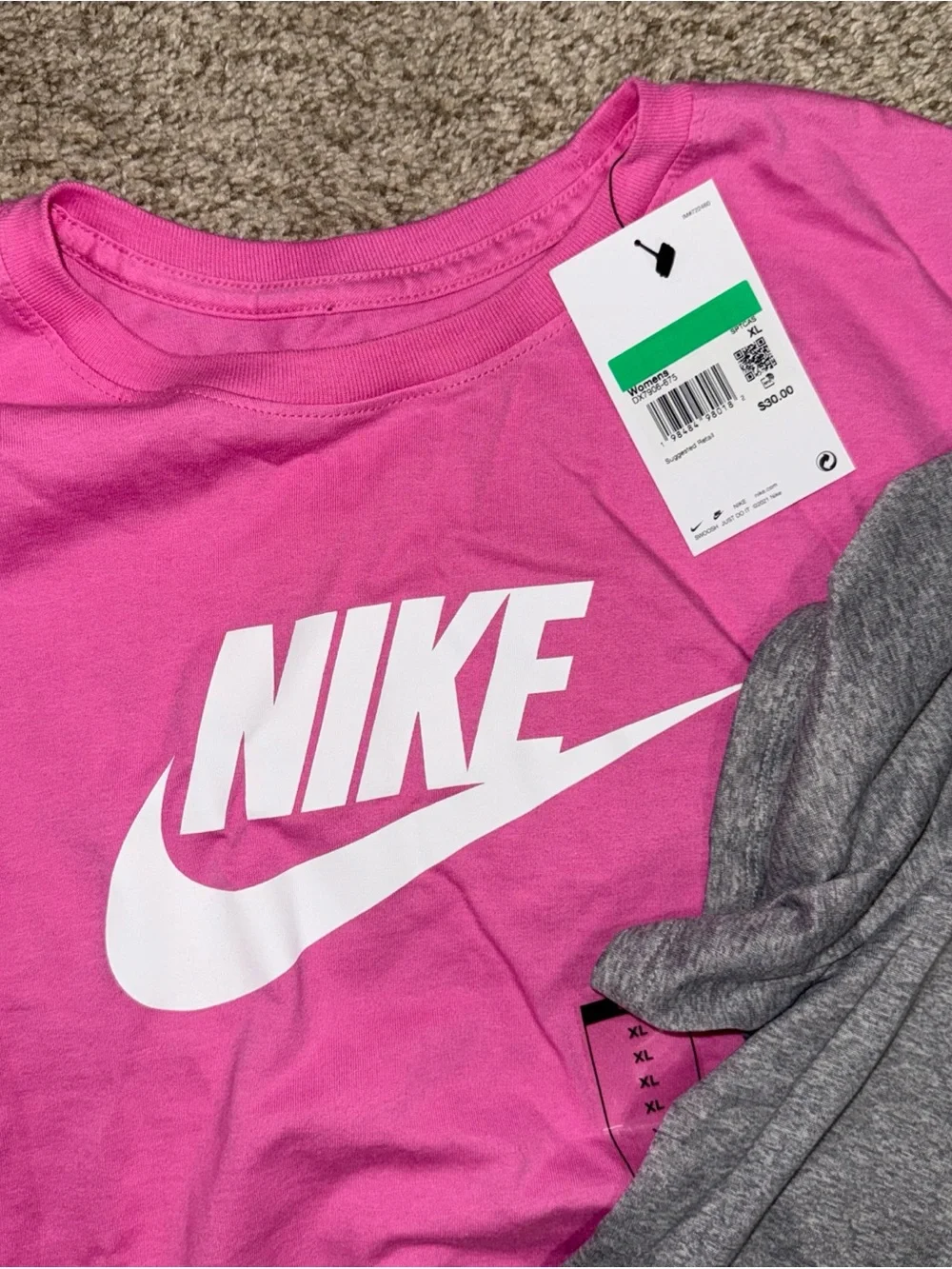 Nike Women's Pink Logo Tee and Grey Tee XL